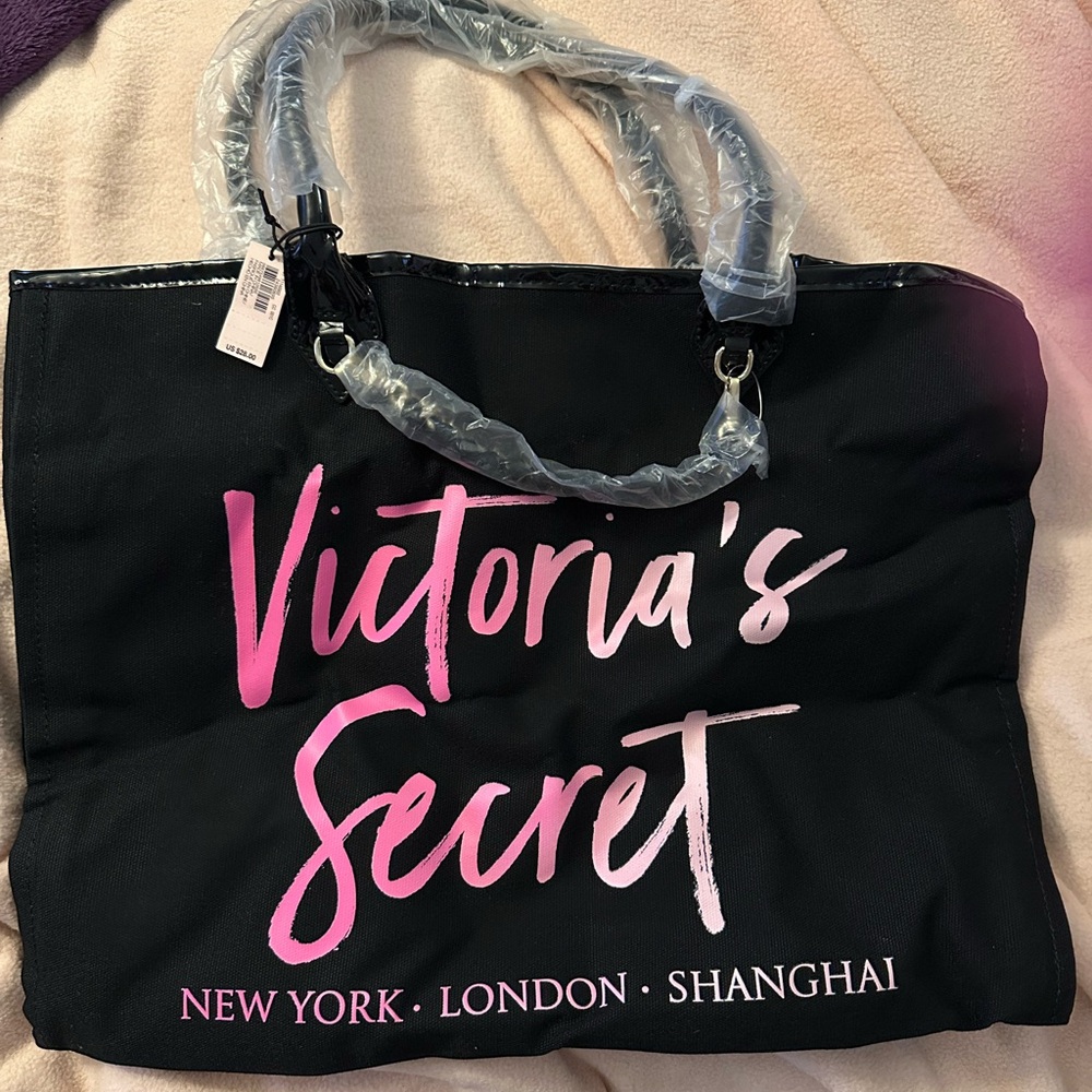 Victoria's Secret Black and Pink Tote Bag nwt